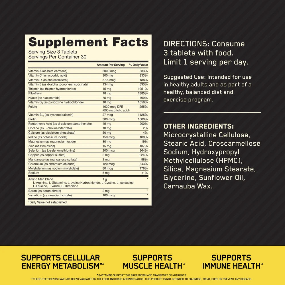 Optimum Nutrition Opti-Men facts