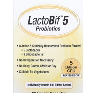 California Gold Nutrition LactoBif 5 Probiotics, 5 Billion CFU, 60 Veggie Capsules