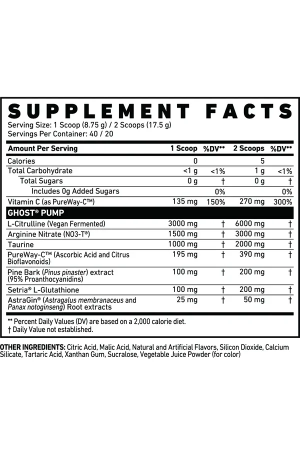 GHOST Pump Nitric Oxide Powder, Natty - 40 Servings - Image 2