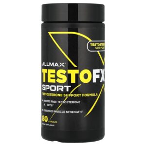 ALLMAX TESTOFX Sport - Testosterone Support Formula for Boosting Muscle Strength - 80 Capsules