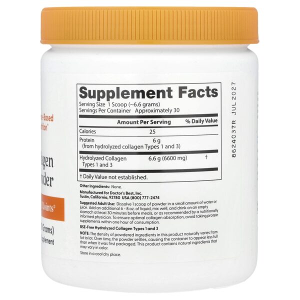 Doctor's Best Pure Collagen Types 1 and 3 Powder, 7.1 oz (200 g) - Image 2