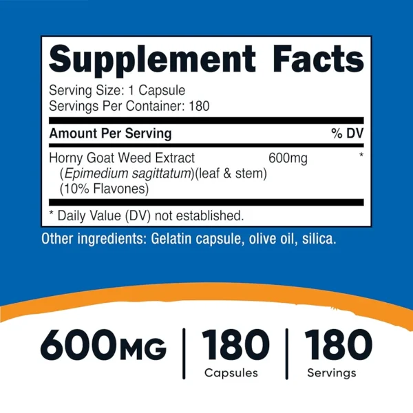 Nutricost Horny Goat Weed Extract (Epimedium) - 180 Capsules, - Image 3