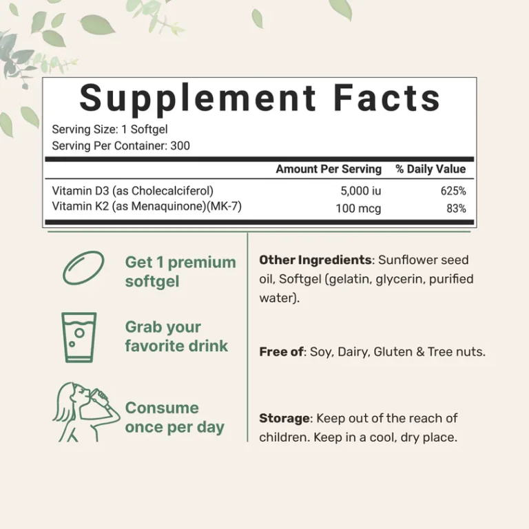 Micro Ingredients Vitamin D3 K2 5000 IU + 100 mcg MK7