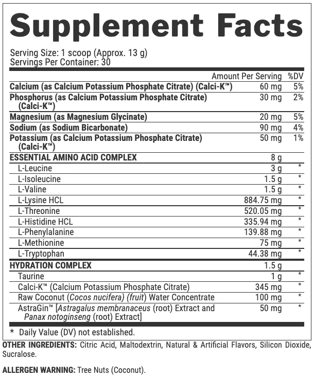 Nutrex EAA+ Essential Amino facts